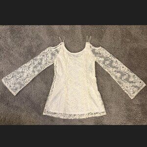 Guess White Lace Cold Shoulder Mini Dress Women's Size M
